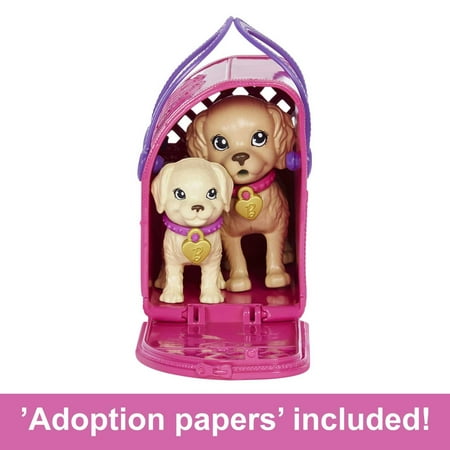 Barbie Doll and Accessories Pup Adoption Playset with Doll, 2 Puppies and Color-Change