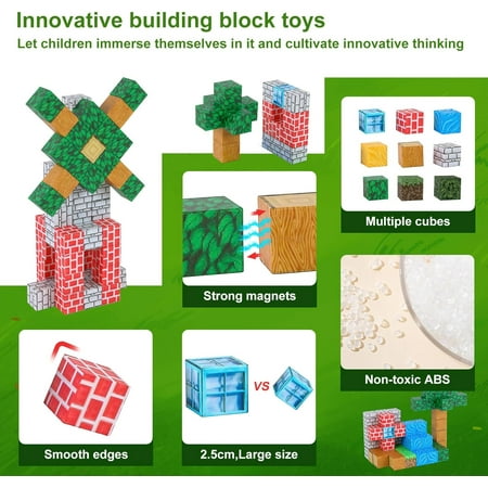 MANGOBOB Magnetic Blocks Building Set, 49 Pieces, STEM Toys