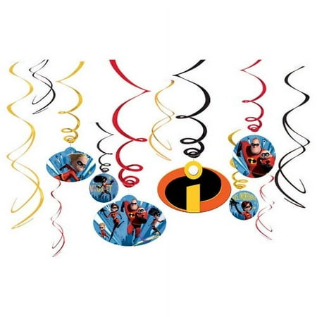 Incredibles 2 Disney Pixar Movie Kids Birthday Party Hanging Swirl Decorations