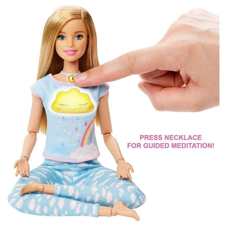 Barbie Breathe with Me Meditation Doll, Blonde, with 5 Lights & Guided Meditation Exercises, Puppy and 4 Emoji Accessories