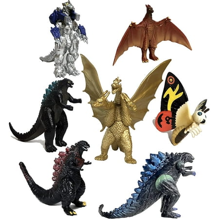 Godzilla Dinosaur Toys King of The Monsters Movable Joint Action Figures Mini Mothra Imago Shin Burning Heisei Mecha Ghidorah Kids Birthday Cake Toppers Pack, Travel Bag