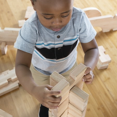 Guidecraft Notch Blocks Set 89 Piece Set: Natural Wooden Stacking Blocks, Educational Montessori Toy for Kids, Indoor/Outdoor Block Play System