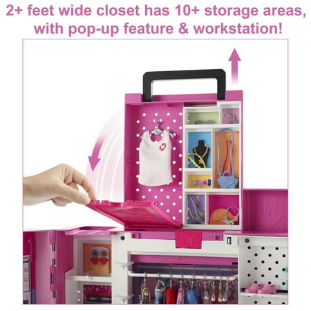 Barbie Dream Closet Playset with 35+ Clothes and Accessories, Mirror and Laundry Chute