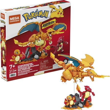 MEGA Pokémon Charmander Set with 3 Action Figures (300 Pieces) for Kids, Plastic