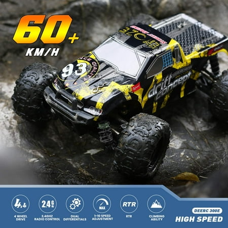 Remote Control Car for Kids Adults 40+ MPH 4x4 Power 1:18 Scale Brushless Motor, Hobby Electric Monster RC Truck All Terrain off Road 2 Batteries Outdoor Play