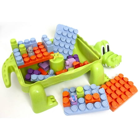 Roo Crew: Crocodile Block Activity Station - 29 Pieces, Block Stacking On The Back Of the Croc, Store Inside, Preschool Toy, Toddler & Kids Ages 2+