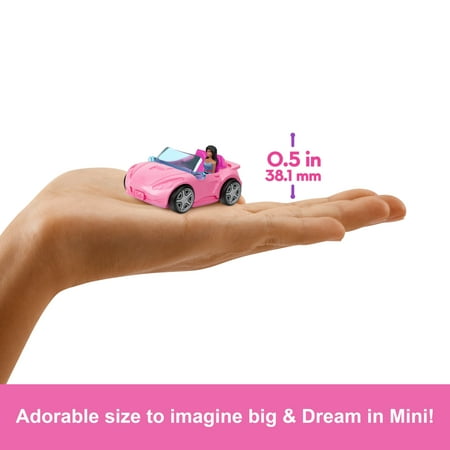 Barbie Mini BarbieLand Doll & Vehicle Set with 1.5-inch Doll & Convertible Car with Color-Change