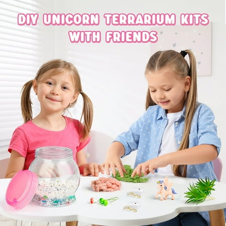 Hot Bee Light Up Unicorn Terrarium Kit for Kids, Unicorns Gifts for Girls - Unicorn Toys & Stuff, Arts & Crafts Kits, 6 Year Old Girls Birthday Christmas Gifts Ages 5 7 8