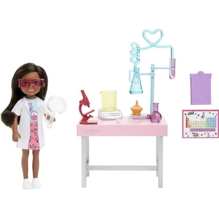 Barbie Chesea Can Be Scientist Doll with Lab Table & Accessories, Brunette Small Doll Playset