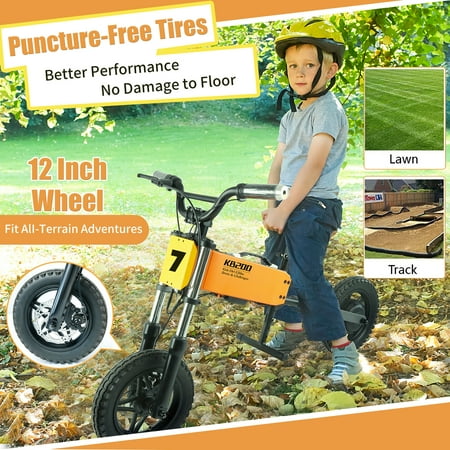 24V Electric Balance Bicycles for Kids 6-10, 200W Dirt Bicycles with Mobile App, Gps, Removable Battery 12" Tire, Ride on Toy Dirt Bike for Kids 6-10 Years Old Boys & Girls, Orange