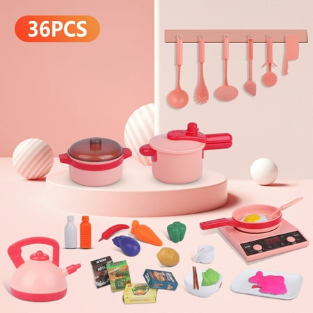 UUGEE Kids Play Kitchen Accessories Set Toys, Toddler Pretend Cooking Playset with Play Pots and Pans, Utensils Cookware Toys, Play Food Set,Vegetables, Learning Gift for Girls Boys