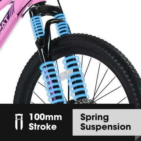 Mountain Bikes for Teen Girls, 24 inch Womens Bike with Dual Disc Brakes , Shimano 21 Speed, Pink