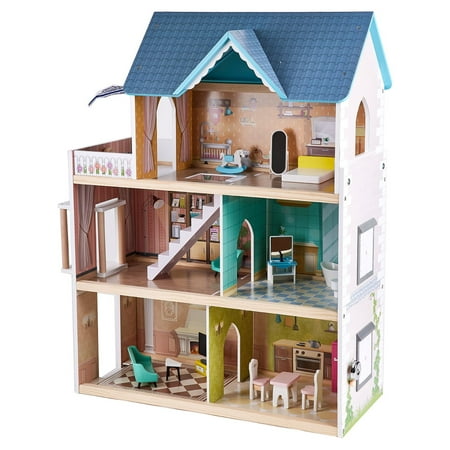 Hape Little Room Pretend Play Wooden Doll House & Furniture for Age 3 & Up