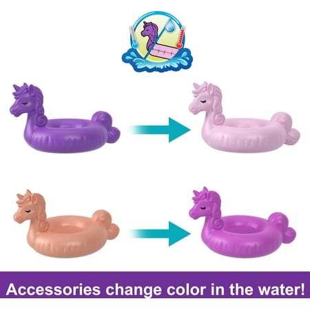 Polly Pocket Sparkle Cove Adventure Unicorn Floatie Compact Playset with 2 Micro Dolls