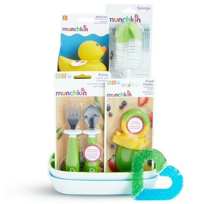 Munchkin New Beginnings Gift Basket, Great for Baby Showers, Includes 6 Baby Products, Neutral