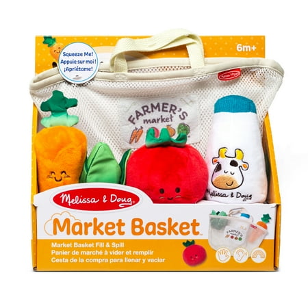 Melissa & Doug Multi-Sensory Market Basket Fill & Spill Play Food Infant Toy