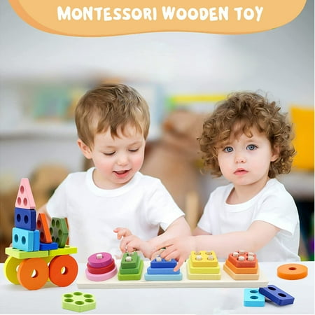 Montessori Toys for 1 Year Old Boys Girls, Shape Sorting and Stacking Toy for Toddlers 1-3, Learning Educational Toys for 1 2 3 Year Old Boys Girls