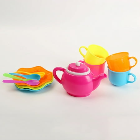 Walbest Toddler Toy Tea Set, Plastic Toy Tea Set, Kids Pretend Play Tea Party, Children's Educational Play House Toys 13Pcs/Set