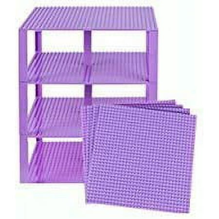 Strictly Briks Classic Baseplates 10" x 10" Brik Tower 100% Compatible with All Major Brands | Building Bricks for Towers and More | 4 Lavender Stackable Baseplates & 30 Stackers