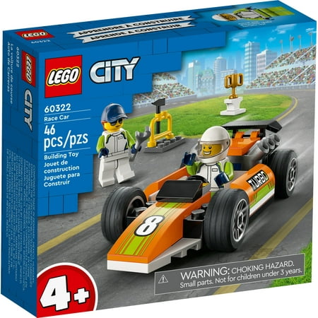 LEGO City Great Vehicles Race Car 60322 F1 Style Race Car Toy for Preschool Kids Aged 4 plus Years Old, with Mechanic and Racing Driver Minifigures