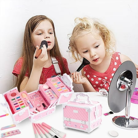 Dcenta Kids Makeup Set for Girls, Washable Makeup Kit Girl Toys for Girls Toddlers Princess Real Pretend Play Makeup Toys Christmas Birthday Gifts for 3 4 5 6 7 8 9 10 Year Old