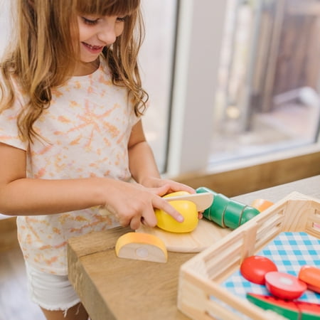 Melissa & Doug Cut & Slice Wooden Play Food, 22 Pieces, Toddler Toys