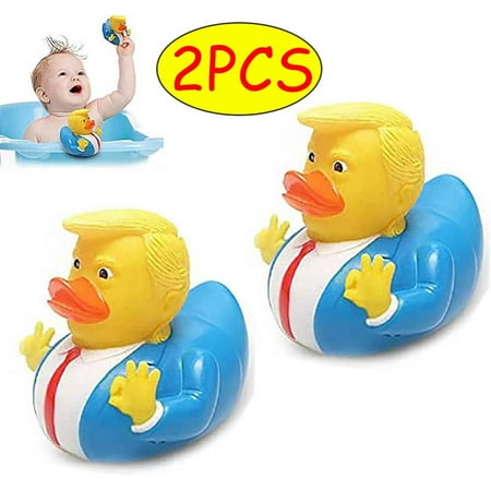 2PCS Shower Duck Child Bath Float Toy Cartoon Trump Duck Bath Shower Water Floating US President Rubber Duck Baby Toy