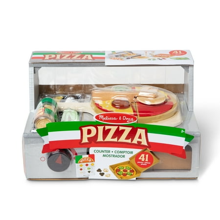 Melissa & Doug Top & Bake Wooden Pizza Counter Play Set (41 Pcs) - FSC Certified