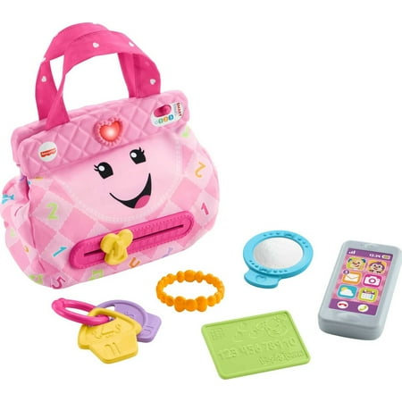 Fisher-Price Smart Purse Learning Toy with Lights & Music, Pretend Play for Baby to Toddler Toy, Pink