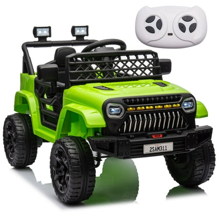 Joyracer 12V Kids Ride on Truck Car w/ Parent Remote Control, Powered 4-Wheeler Toy for Toddlers w/3 Speeds, Music, Green