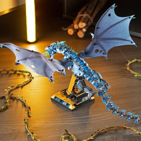 HI-Reeke Animal Building Block Set Viserion Dragon with Display Stand Building Kit Toy for Kids Blue