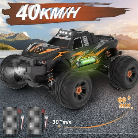 Yexmas Fast RC Cars for Adults 40+KM/H All Terrain High-Speed Remote Control Car,4WD 1:14 Scale RC Truck with 70 Min Runtime, 2 Batteries Gifts Toys for Kids Orange