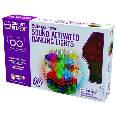 E-Blox: Circuit Blox: BYO Sound Activated Dancing Lights - Voice/Sound Activated Build Your Own Light Up 3D Creations, LED Brick DIY STEM, Kids Age 5+