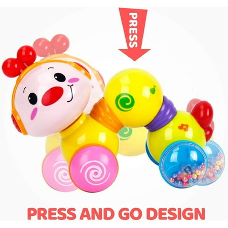 Baby Toys 6 to 12 Months Press and Go, Musical, Light up 6 Month Old Baby Toys 12-18 Months Crawling Toys for Babies Infant Toys 6 7 8 9 10 12 Months Old Toys for 1 Year Old Boy Baby Girl Gifts