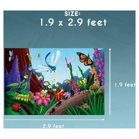 48 Piece Giant Bugs and Insects Jigsaw Puzzle for Kids Ages 3-5 and 4-8 gift, Jumbo Floor Puzzle for Toddler Preschool Learning (2 x 3 Feet)