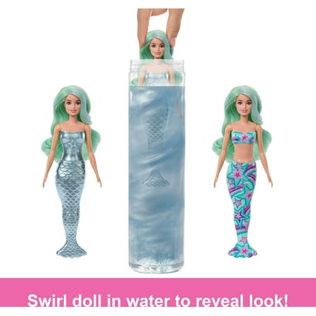 Barbie Color Reveal Mermaid Series Doll & Accessories with 6 Surprises, Color-Change Hair