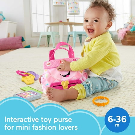 Fisher-Price Smart Purse Learning Toy with Lights & Music, Pretend Play for Baby to Toddler Toy, Pink