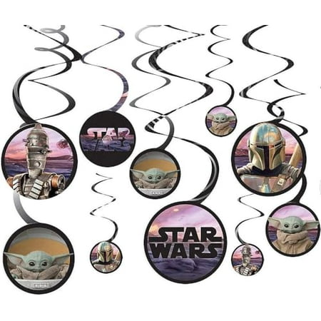 Star Wars Yoda Swirl Decorations with Cutout - 12 Pcs.