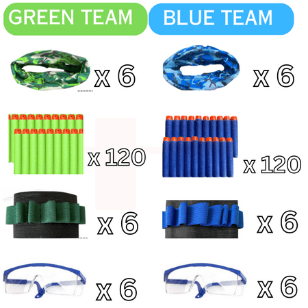 Wishery Nerf Party Supplies Favors Compatible with Nerf Guns 12 Kids Birthday Party Accessories Pack Darts Face Masks Tactical Safety Glasses Wristbands