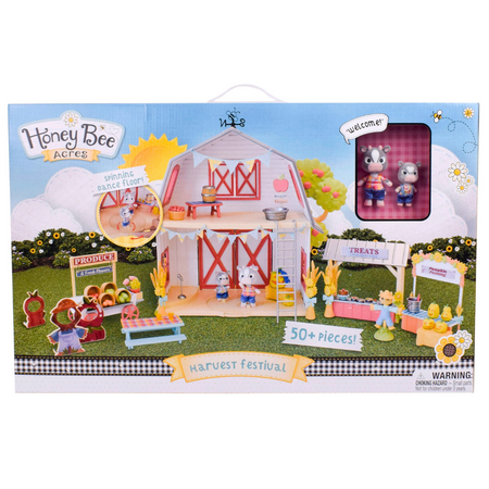 Honey Bee Acres Harvest Festival, Doll Playset with Mini Figures, 62 Pieces, Children Ages 3+