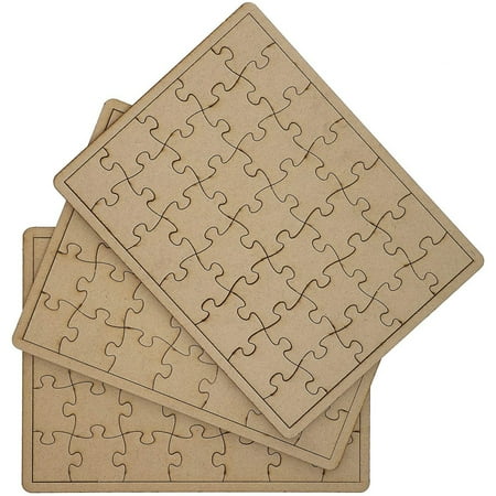 3 Pack 10x7 inch Wooden Blank Jigsaw Puzzles to Draw On – Make Your Own Canvas for DIY Crafts, 35 Pieces