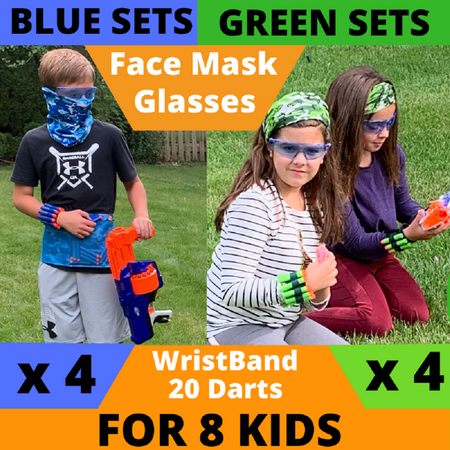 Wishery Nerf Party Supplies Favors Compatible with Nerf Guns 8 Kids Birthday Party Accessories Pack Darts Face Masks Tactical Safety Glasses