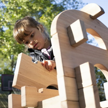 Guidecraft Notch Blocks Set 89 Piece Set: Natural Wooden Stacking Blocks, Educational Montessori Toy for Kids, Indoor/Outdoor Block Play System