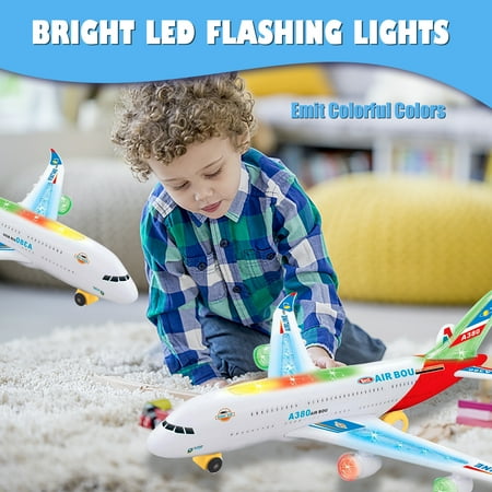 UUGEE Airplane Toys for Toddlers Boys Girls, Bump and Go Action, Kids Toy plane with Flashing Lights & Music for 3-12 Years