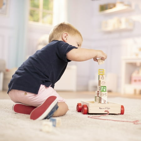 Melissa & Doug Classic ABC Wooden Block Cart Educational Toy With 30 1-Inch Solid Wood Blocks